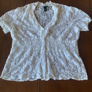 LANE BRYANT white Embroidered flowers